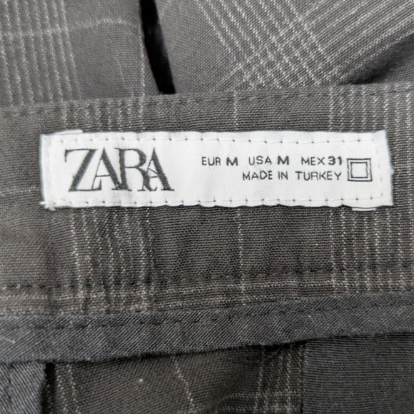 ZARA men's Black Grey Plaid Slim Fit Casual Dress Pants Medium - Picture 7 of 7